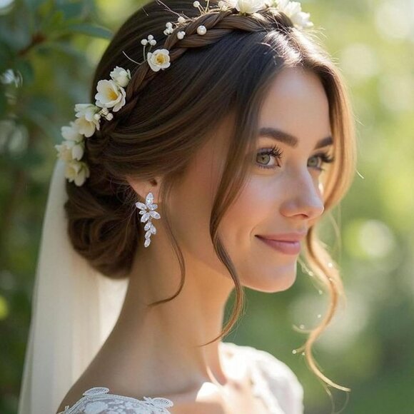 🆕 Women Silver Pearl Drop Earrings Dainty Wedding Diamond Fashion Jewelry Gift - Picture 3 of 7